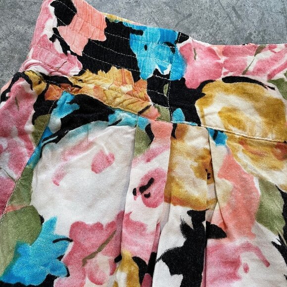 Vintage 80s Bugle Boy Anchor Blue Floral High Waisted Mom Shorts Womens Medium - Picture 4 of 12